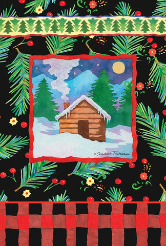 Cozy Cabin House Flag Image