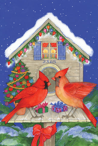Christmas Cardinals House Flag Image