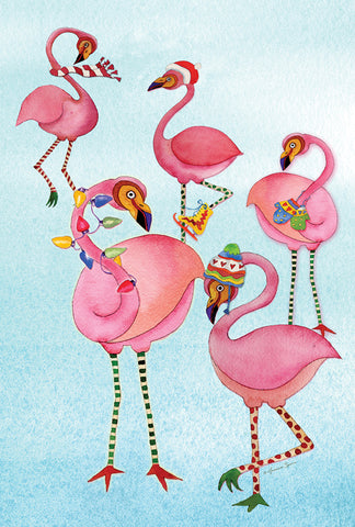 Festive Flamingo Garden Flag Image