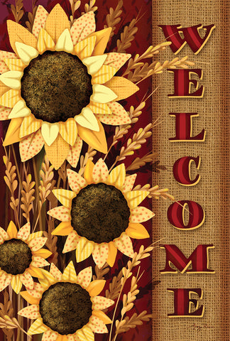 Welcome Sunflowers House Flag Image