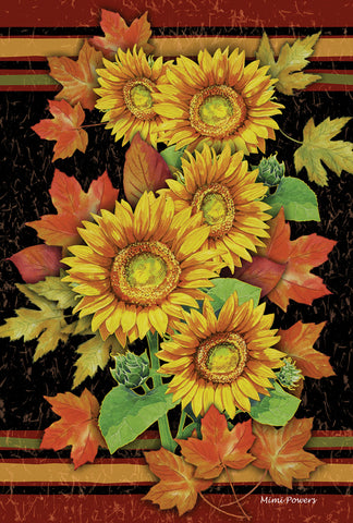 Sunflowers and Leaves Garden Flag Image