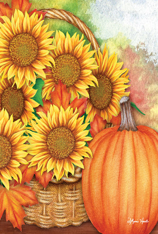 Sunflower Basket Garden Flag Image