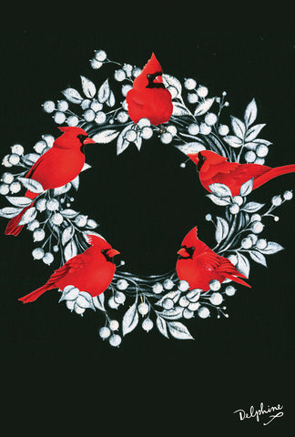Cardinal Wreath Garden Flag Image