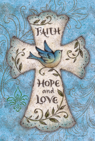Faith Hope Love Garden Flag Image