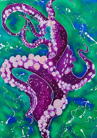 Purple Octopus Garden Flag Image
