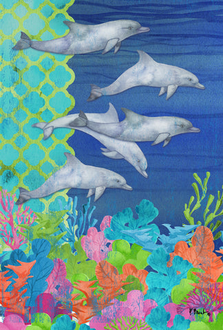 Diving Dolphins House Flag Image