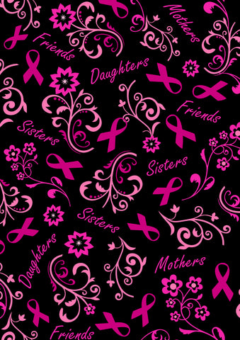 Pink Ribbon Collage House Flag Image
