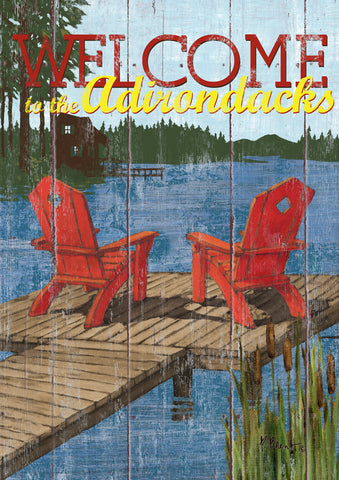 Rustic Cabin Living-Welcome to the Adirondacks House Flag Image