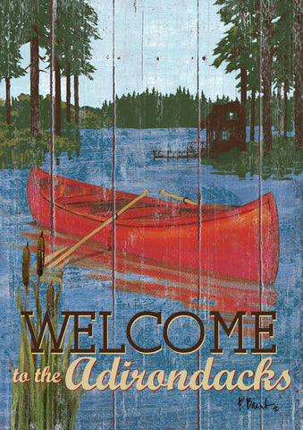 Rustic Lake Life-Welcome to the Adirondacks House Flag Image