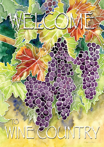 Vineyard Grapes-Welcome to Wine Country House Flag Image