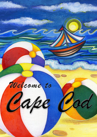 Beach Balls-Welcome to Cape Cod House Flag Image