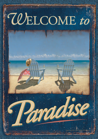 Welcome to Paradise Garden Flag Image