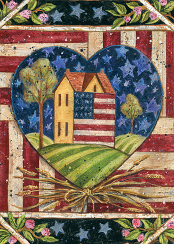 American Folk Heart Garden Flag Image