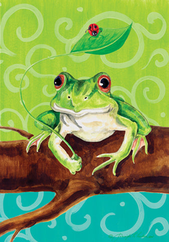 Frog On A Branch Garden Flag Image