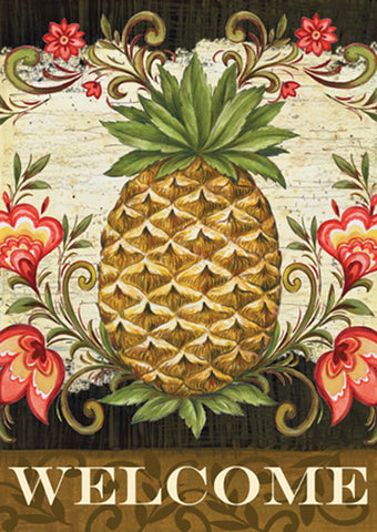 Pineapple & Scrolls Double Sided House Flag Image