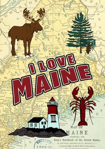 I Love Maine House Flag Image