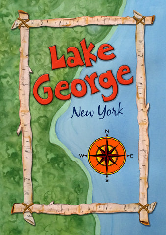 Lake George Map Garden Flag Image