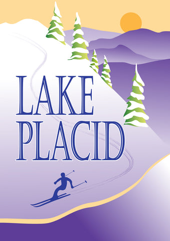 Ski Lake Placid House Flag Image