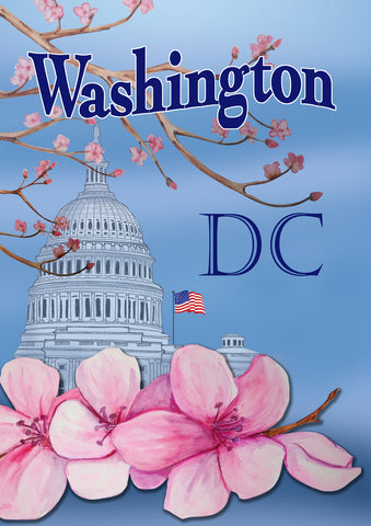 Washington Cherry Blossoms House Flag Image