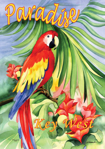 Macaw Paradise-Key West House Flag Image