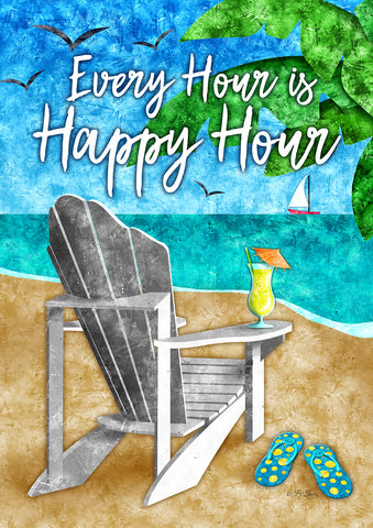Happy Hour Beach Garden Flag Image