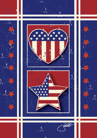Stars Stripes and Hearts House Flag Image