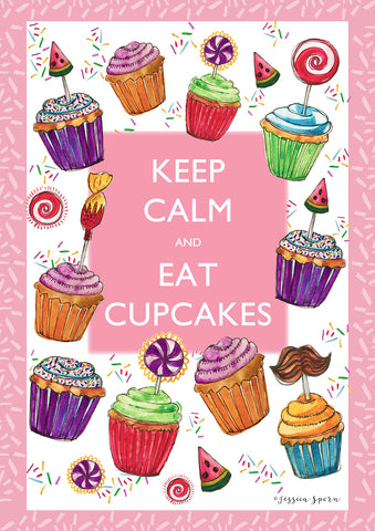Keep Calm and Eat Cupcakes Garden Flag Image