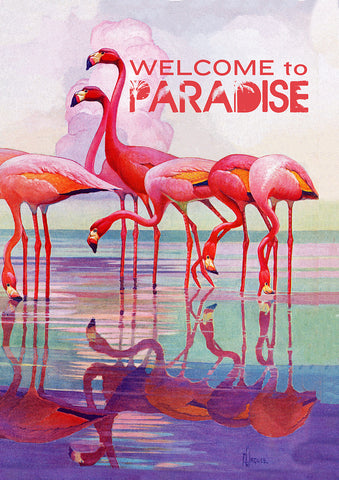 Flamingo Paradise House Flag Image