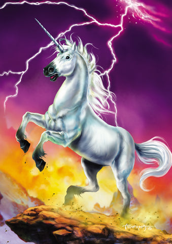 Lightning Unicorn Garden Flag Image