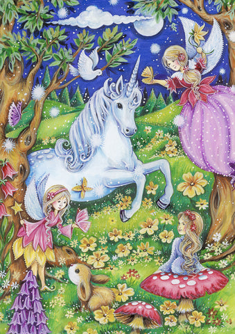 Fairies and Unicorns Garden Flag Image