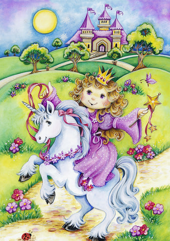 Princess Unicorn Garden Flag Image