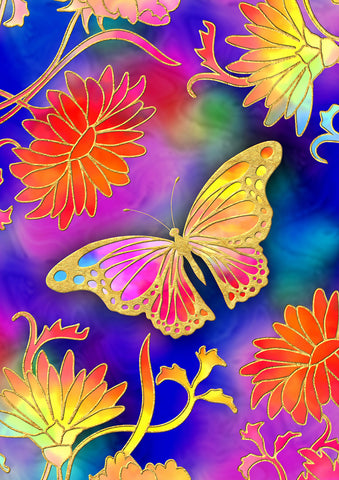 Gilded Butterfly Garden Flag Image