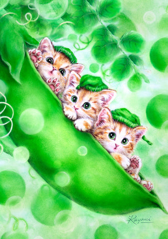 Kittens in a Pod Garden Flag Image