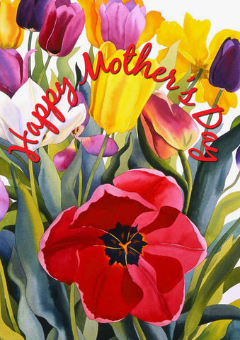 Mothers Day Tulips House Flag Image