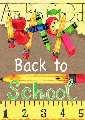 Back to School Supplies House Flag Image