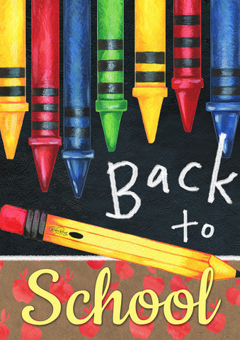 Back to School Crayons House Flag Image