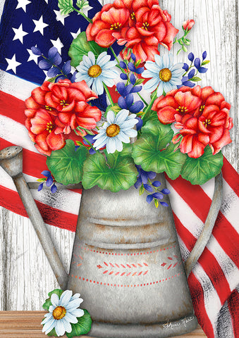 Patriotic Flower Bouquet Garden Flag Image