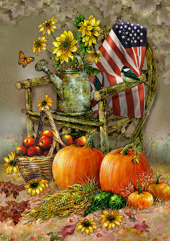 Autumn Chair House Flag Image