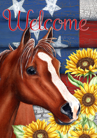 Sunflower Horse Garden Flag Image