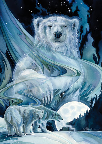 Moonlight Polar Bears Garden Flag Image
