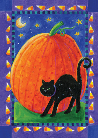 Pumpkin and Cat Garden Flag Image