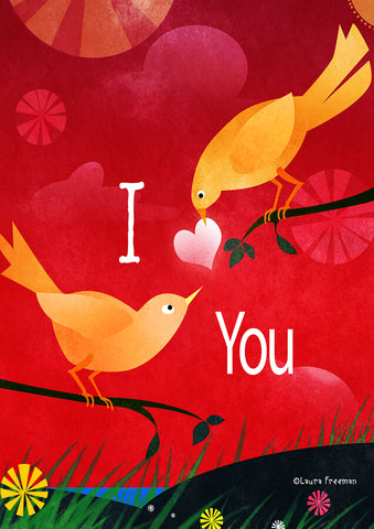 Valentine Birds Garden Flag Image