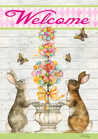 Easter Bunny Topiary Double Sided Garden Flag Image