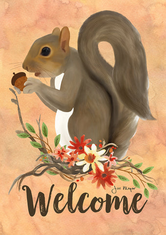 Squirrel Welcome Double Sided House Flag Image