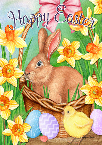 Easter Basket Bunny Garden Flag Image