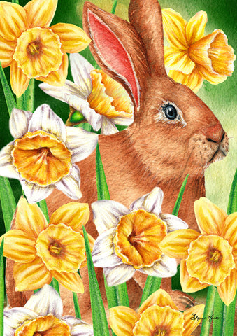 Daffodil Rabbit House Flag Image