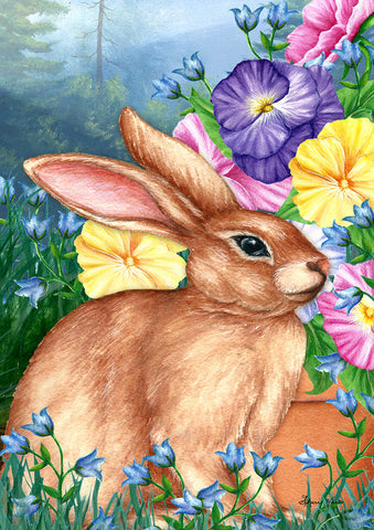 Blooming Bunny House Flag Image