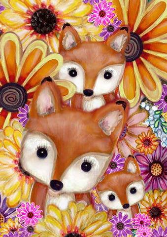 Fox Family Garden Flag Image