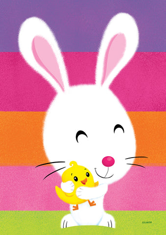 Fuzzy Bunny and Chick Garden Flag Image
