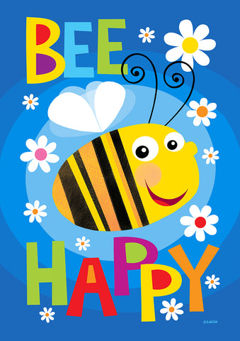 Bee Happy Double Sided Garden Flag Image
